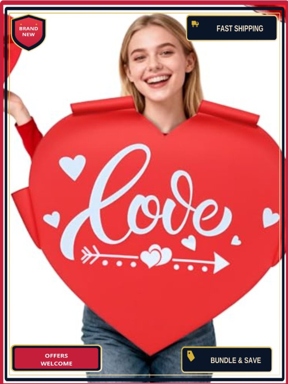 Valentine Heart Costume Adult One-Size Felt Tunic Love Theme